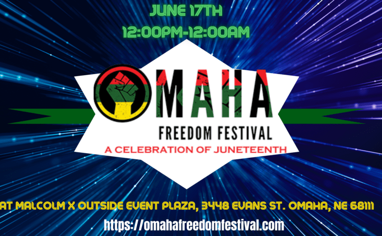 This is a image which shows the freedom festival logo of the date and time of the festival. On june 17th from noon to midnight.